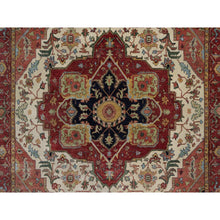 Load image into Gallery viewer, 8&#39;x10&#39;2&quot; Parchment White, Antiqued Fine Heriz Re-creation, Medallion Design, Hand Spun New Zealand Wool, Soft Pile, Vegetable Dyes, Hand Knotted, Oriental Rug FWR551748
