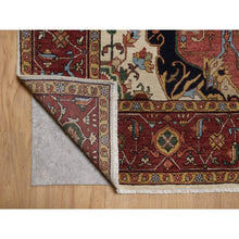 Load image into Gallery viewer, 9&#39;x12&#39;1&quot; Chiffon White, Antiqued Fine Heriz Re-creation, Medallion Design, Hand Spun New Zealand Wool, Soft Pile, Vegetable Dyes, Hand Knotted, Oriental Rug FWR551754