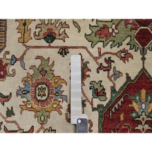 Load image into Gallery viewer, 9&#39;x12&#39;1&quot; Chiffon White, Antiqued Fine Heriz Re-creation, Medallion Design, Hand Spun New Zealand Wool, Soft Pile, Vegetable Dyes, Hand Knotted, Oriental Rug FWR551754