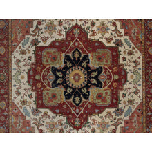 Load image into Gallery viewer, 9&#39;x12&#39;1&quot; Chiffon White, Antiqued Fine Heriz Re-creation, Medallion Design, Hand Spun New Zealand Wool, Soft Pile, Vegetable Dyes, Hand Knotted, Oriental Rug FWR551754
