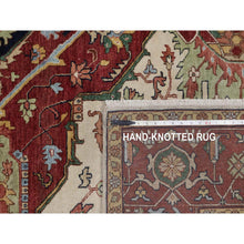 Load image into Gallery viewer, 9&#39;x12&#39;1&quot; Chiffon White, Antiqued Fine Heriz Re-creation, Medallion Design, Hand Spun New Zealand Wool, Soft Pile, Vegetable Dyes, Hand Knotted, Oriental Rug FWR551754