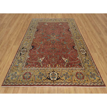 Load image into Gallery viewer, 8&#39;x10&#39;2&quot; Berry Red, Hand Knotted, Hand Spun New Zealand Wool, Soft Pile, Vegetable Dyes, Antiqued Fine Heriz Re-creation, All Over Design, Oriental Rug FWR551760