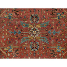 Load image into Gallery viewer, 8&#39;x10&#39;2&quot; Berry Red, Hand Knotted, Hand Spun New Zealand Wool, Soft Pile, Vegetable Dyes, Antiqued Fine Heriz Re-creation, All Over Design, Oriental Rug FWR551760