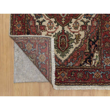 Load image into Gallery viewer, 2&#39;7&quot;x10&#39;1&quot; Swan White, Antiqued Fine Heriz Re-creation, Medallions Design, Hand Spun New Zealand Wool, Soft Pile, Vegetable Dyes, Hand Knotted, Runner, Oriental Rug FWR551766