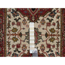 Load image into Gallery viewer, 2&#39;7&quot;x10&#39;1&quot; Swan White, Antiqued Fine Heriz Re-creation, Medallions Design, Hand Spun New Zealand Wool, Soft Pile, Vegetable Dyes, Hand Knotted, Runner, Oriental Rug FWR551766