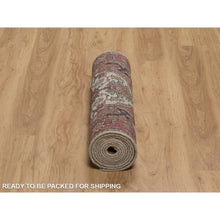 Load image into Gallery viewer, 2&#39;7&quot;x10&#39;1&quot; Swan White, Antiqued Fine Heriz Re-creation, Medallions Design, Hand Spun New Zealand Wool, Soft Pile, Vegetable Dyes, Hand Knotted, Runner, Oriental Rug FWR551766