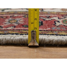 Load image into Gallery viewer, 2&#39;7&quot;x10&#39;1&quot; Swan White, Antiqued Fine Heriz Re-creation, Medallions Design, Hand Spun New Zealand Wool, Soft Pile, Vegetable Dyes, Hand Knotted, Runner, Oriental Rug FWR551766