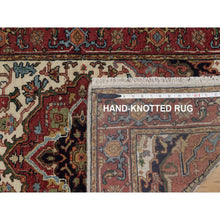 Load image into Gallery viewer, 2&#39;7&quot;x10&#39;1&quot; Swan White, Antiqued Fine Heriz Re-creation, Medallions Design, Hand Spun New Zealand Wool, Soft Pile, Vegetable Dyes, Hand Knotted, Runner, Oriental Rug FWR551766
