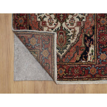 Load image into Gallery viewer, 2&#39;7&quot;x10&#39; Linen White, Hand Knotted, Antiqued Fine Heriz Re-creation, Medallions Design, Hand Spun New Zealand Wool, Soft Pile, Vegetable Dyes, Runner, Oriental Rug FWR551772