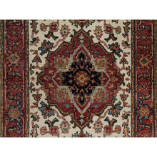 Load image into Gallery viewer, 2&#39;7&quot;x10&#39; Linen White, Hand Knotted, Antiqued Fine Heriz Re-creation, Medallions Design, Hand Spun New Zealand Wool, Soft Pile, Vegetable Dyes, Runner, Oriental Rug FWR551772