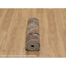 Load image into Gallery viewer, 2&#39;7&quot;x10&#39; Linen White, Hand Knotted, Antiqued Fine Heriz Re-creation, Medallions Design, Hand Spun New Zealand Wool, Soft Pile, Vegetable Dyes, Runner, Oriental Rug FWR551772