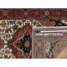 Load image into Gallery viewer, 2&#39;7&quot;x10&#39; Linen White, Hand Knotted, Antiqued Fine Heriz Re-creation, Medallions Design, Hand Spun New Zealand Wool, Soft Pile, Vegetable Dyes, Runner, Oriental Rug FWR551772