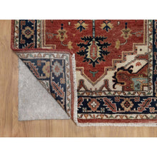 Load image into Gallery viewer, 2&#39;8&quot;x6&#39;3&quot; Berry Red, Antiqued Fine Heriz Re-creation, Medallions Design, Hand Spun New Zealand Wool, Soft Pile, Vegetable Dyes, Hand Knotted, Runner, Oriental Rug FWR551784
