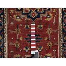 Load image into Gallery viewer, 2&#39;8&quot;x6&#39;3&quot; Berry Red, Antiqued Fine Heriz Re-creation, Medallions Design, Hand Spun New Zealand Wool, Soft Pile, Vegetable Dyes, Hand Knotted, Runner, Oriental Rug FWR551784