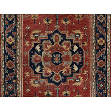 Load image into Gallery viewer, 2&#39;8&quot;x6&#39;3&quot; Berry Red, Antiqued Fine Heriz Re-creation, Medallions Design, Hand Spun New Zealand Wool, Soft Pile, Vegetable Dyes, Hand Knotted, Runner, Oriental Rug FWR551784