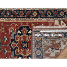 Load image into Gallery viewer, 2&#39;8&quot;x6&#39;3&quot; Berry Red, Antiqued Fine Heriz Re-creation, Medallions Design, Hand Spun New Zealand Wool, Soft Pile, Vegetable Dyes, Hand Knotted, Runner, Oriental Rug FWR551784