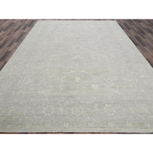 Load image into Gallery viewer, 9&#39;x11&#39;10&quot; Oyster White, Washed Out Peshawar With All Over Vines Design, Hand Knotted, 100% Wool, Densely Woven, Oriental Rug FWR5526