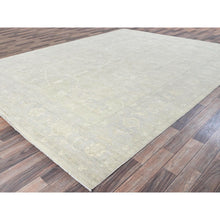 Load image into Gallery viewer, 9&#39;x11&#39;10&quot; Oyster White, Washed Out Peshawar With All Over Vines Design, Hand Knotted, 100% Wool, Densely Woven, Oriental Rug FWR5526