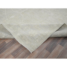 Load image into Gallery viewer, 9&#39;x11&#39;10&quot; Oyster White, Washed Out Peshawar With All Over Vines Design, Hand Knotted, 100% Wool, Densely Woven, Oriental Rug FWR5526