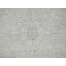 Load image into Gallery viewer, 9&#39;x11&#39;10&quot; Oyster White, Washed Out Peshawar With All Over Vines Design, Hand Knotted, 100% Wool, Densely Woven, Oriental Rug FWR5526