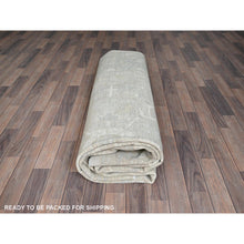 Load image into Gallery viewer, 9&#39;x11&#39;10&quot; Oyster White, Washed Out Peshawar With All Over Vines Design, Hand Knotted, 100% Wool, Densely Woven, Oriental Rug FWR5526