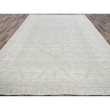 Load image into Gallery viewer, 9&#39;x11&#39;10&quot; Pearl White, Washed Out Peshawar With Heriz Design, Densely Woven, 100% Wool, Hand Knotted, Oriental Rug FWR5532