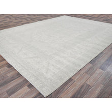 Load image into Gallery viewer, 9&#39;x11&#39;10&quot; Pearl White, Washed Out Peshawar With Heriz Design, Densely Woven, 100% Wool, Hand Knotted, Oriental Rug FWR5532