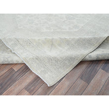 Load image into Gallery viewer, 9&#39;x11&#39;10&quot; Pearl White, Washed Out Peshawar With Heriz Design, Densely Woven, 100% Wool, Hand Knotted, Oriental Rug FWR5532