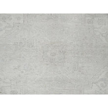 Load image into Gallery viewer, 9&#39;x11&#39;10&quot; Pearl White, Washed Out Peshawar With Heriz Design, Densely Woven, 100% Wool, Hand Knotted, Oriental Rug FWR5532