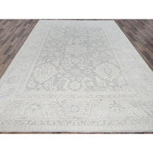 Load image into Gallery viewer, 8'9"x11'10" Medium Gray, White Wash Peshawar With Large Leaf Design, Hand Knotted, Pure Wool, Densely Woven, Oriental Rug FWR5544