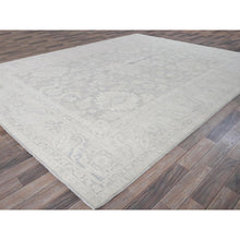Load image into Gallery viewer, 8'9"x11'10" Medium Gray, White Wash Peshawar With Large Leaf Design, Hand Knotted, Pure Wool, Densely Woven, Oriental Rug FWR5544