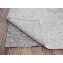 Load image into Gallery viewer, 8'9"x11'10" Medium Gray, White Wash Peshawar With Large Leaf Design, Hand Knotted, Pure Wool, Densely Woven, Oriental Rug FWR5544