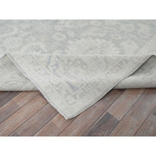 Load image into Gallery viewer, 8'9"x11'10" Medium Gray, White Wash Peshawar With Large Leaf Design, Hand Knotted, Pure Wool, Densely Woven, Oriental Rug FWR5544