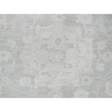 Load image into Gallery viewer, 8'9"x11'10" Medium Gray, White Wash Peshawar With Large Leaf Design, Hand Knotted, Pure Wool, Densely Woven, Oriental Rug FWR5544