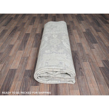 Load image into Gallery viewer, 8'9"x11'10" Medium Gray, White Wash Peshawar With Large Leaf Design, Hand Knotted, Pure Wool, Densely Woven, Oriental Rug FWR5544