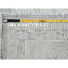 Load image into Gallery viewer, 8'9"x11'10" Medium Gray, White Wash Peshawar With Large Leaf Design, Hand Knotted, Pure Wool, Densely Woven, Oriental Rug FWR5544