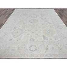 Load image into Gallery viewer, 8&#39;2&quot;x10&#39;1&quot; Alabaster White, Washed Out Peshawar with Muted Colors Leaf Design, Hand Knotted, Pure Wool, Densely Woven, Oriental Rug FWR5550