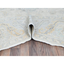 Load image into Gallery viewer, 8&#39;2&quot;x10&#39;1&quot; Alabaster White, Washed Out Peshawar with Muted Colors Leaf Design, Hand Knotted, Pure Wool, Densely Woven, Oriental Rug FWR5550