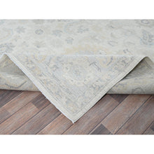 Load image into Gallery viewer, 8&#39;2&quot;x10&#39;1&quot; Alabaster White, Washed Out Peshawar with Muted Colors Leaf Design, Hand Knotted, Pure Wool, Densely Woven, Oriental Rug FWR5550