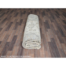 Load image into Gallery viewer, 8&#39;2&quot;x10&#39;1&quot; Alabaster White, Washed Out Peshawar with Muted Colors Leaf Design, Hand Knotted, Pure Wool, Densely Woven, Oriental Rug FWR5550