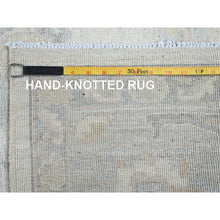 Load image into Gallery viewer, 8&#39;2&quot;x10&#39;1&quot; Alabaster White, Washed Out Peshawar with Muted Colors Leaf Design, Hand Knotted, Pure Wool, Densely Woven, Oriental Rug FWR5550