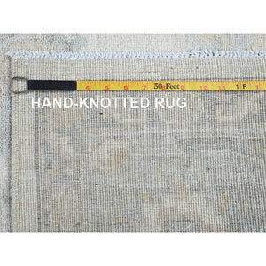 8'2"x10'1" Alabaster White, Washed Out Peshawar with Muted Colors Leaf Design, Hand Knotted, Pure Wool, Densely Woven, Oriental Rug FWR5550