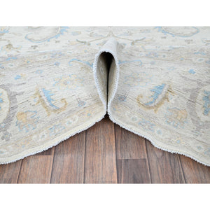 8'x9'8" Chiffon White, White Wash Peshawar with All Over Vines Design, Densely Woven, Hand Knotted, 100% Wool, Oriental Rug FWR5556