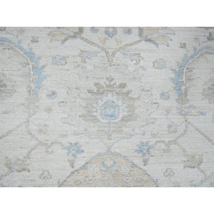 8'x9'8" Chiffon White, White Wash Peshawar with All Over Vines Design, Densely Woven, Hand Knotted, 100% Wool, Oriental Rug FWR5556
