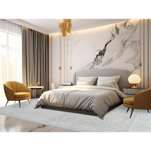 Load image into Gallery viewer, 7&#39;9&quot;x9&#39;10&quot; Bone White, Washed Out Peshawar with Muted Colors Leaf Design, Pure Wool, Hand Knotted, Densely Woven, Oriental Rug FWR5574