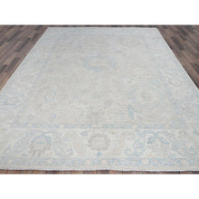 Load image into Gallery viewer, 7&#39;9&quot;x9&#39;10&quot; Bone White, Washed Out Peshawar with Muted Colors Leaf Design, Pure Wool, Hand Knotted, Densely Woven, Oriental Rug FWR5574