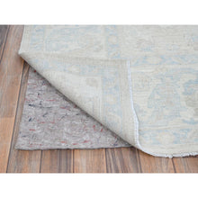 Load image into Gallery viewer, 7&#39;9&quot;x9&#39;10&quot; Bone White, Washed Out Peshawar with Muted Colors Leaf Design, Pure Wool, Hand Knotted, Densely Woven, Oriental Rug FWR5574