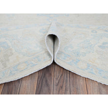 Load image into Gallery viewer, 7&#39;9&quot;x9&#39;10&quot; Bone White, Washed Out Peshawar with Muted Colors Leaf Design, Pure Wool, Hand Knotted, Densely Woven, Oriental Rug FWR5574