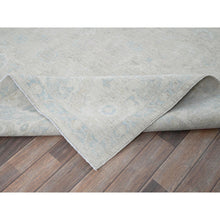 Load image into Gallery viewer, 7&#39;9&quot;x9&#39;10&quot; Bone White, Washed Out Peshawar with Muted Colors Leaf Design, Pure Wool, Hand Knotted, Densely Woven, Oriental Rug FWR5574