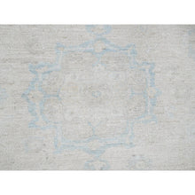 Load image into Gallery viewer, 7&#39;9&quot;x9&#39;10&quot; Bone White, Washed Out Peshawar with Muted Colors Leaf Design, Pure Wool, Hand Knotted, Densely Woven, Oriental Rug FWR5574